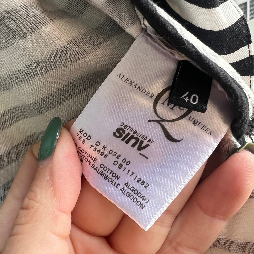 Alexander McQueen Vintage Black White Striped Belted Trench Coat - Picture 7 of 12